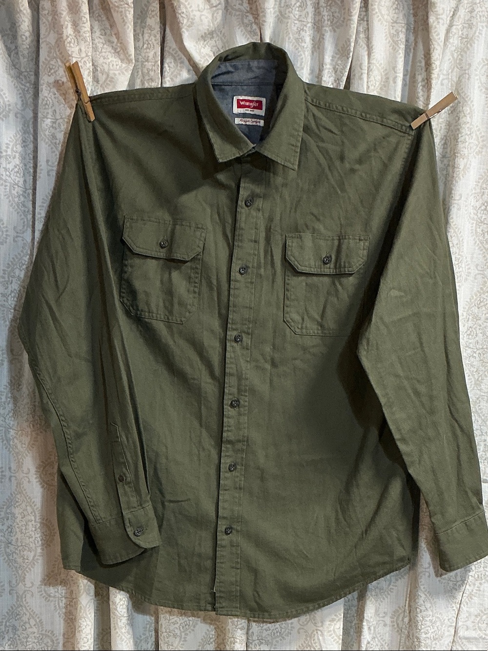 Wrangler Olive Utility Button-Down Shirt